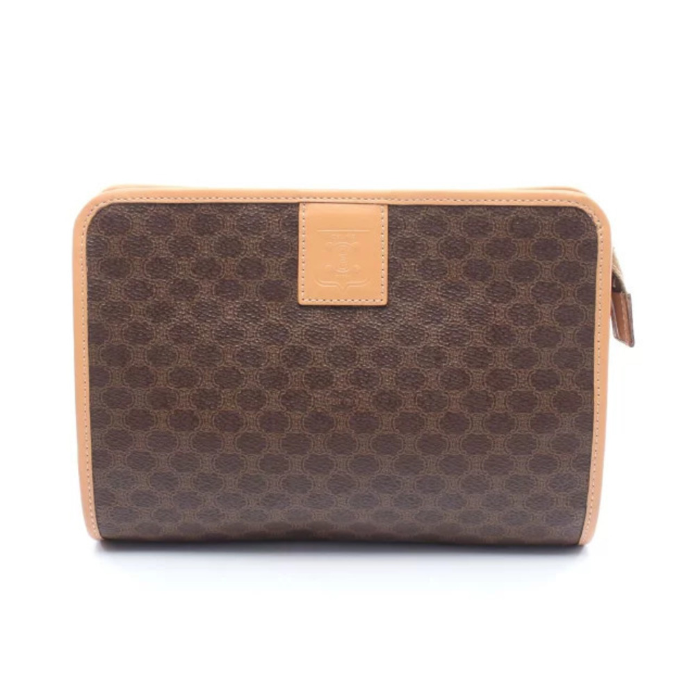 Celine Macadam Shoulder Bag Canvas Leather Brown